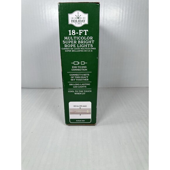 Holiday Time 18ft Indoor/Outdoor Multicolor Rope LED Bright Lights Christmas NEW - Picture 3 of 3